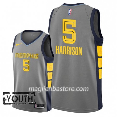 Maglia NBA Memphis Grizzlies Andrew Harrison 5 2018-19 Nike City Edition Grigio Swingman - Bambino